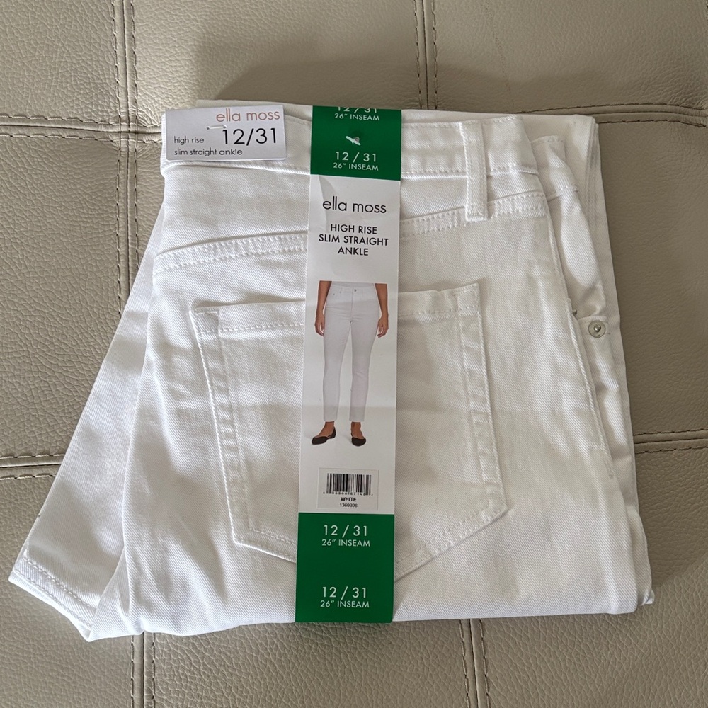 Ella Moss Women's High Rise White Jeans - New With Tags